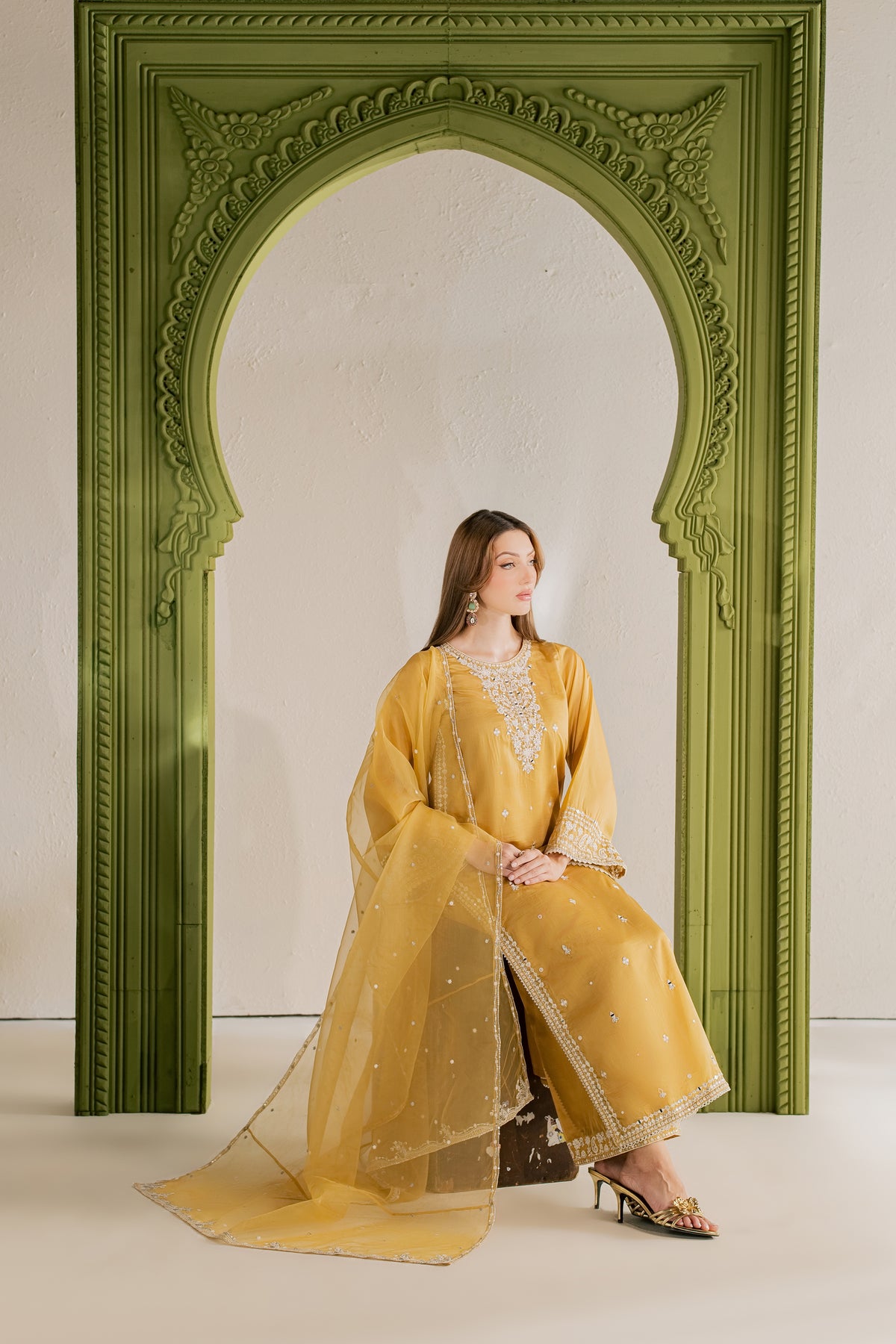 Mustard Tabeer 3Pc - Festive Luxe Pret