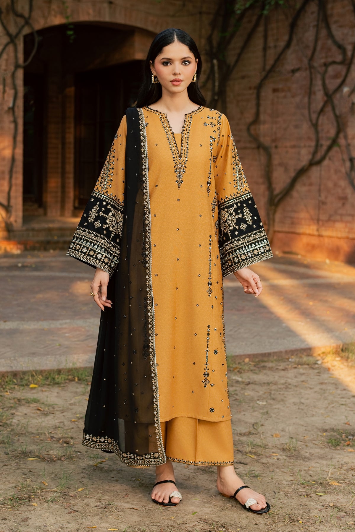 Arzina 3Pc - Embroidered Karandi Pret