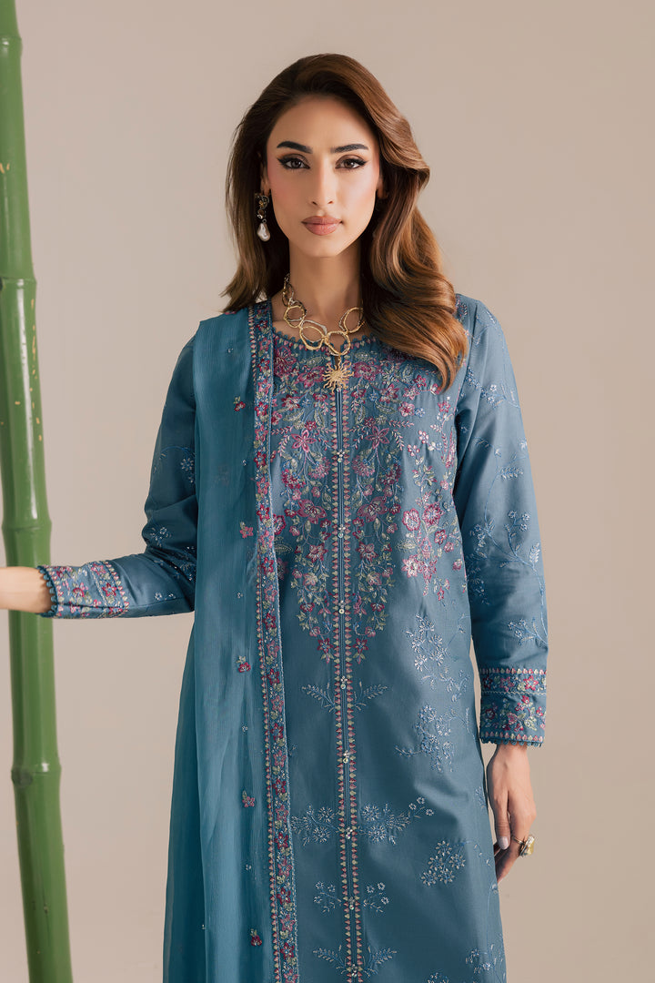 Blue Kaavish 3Pc - Embroidered Khaddar Dress