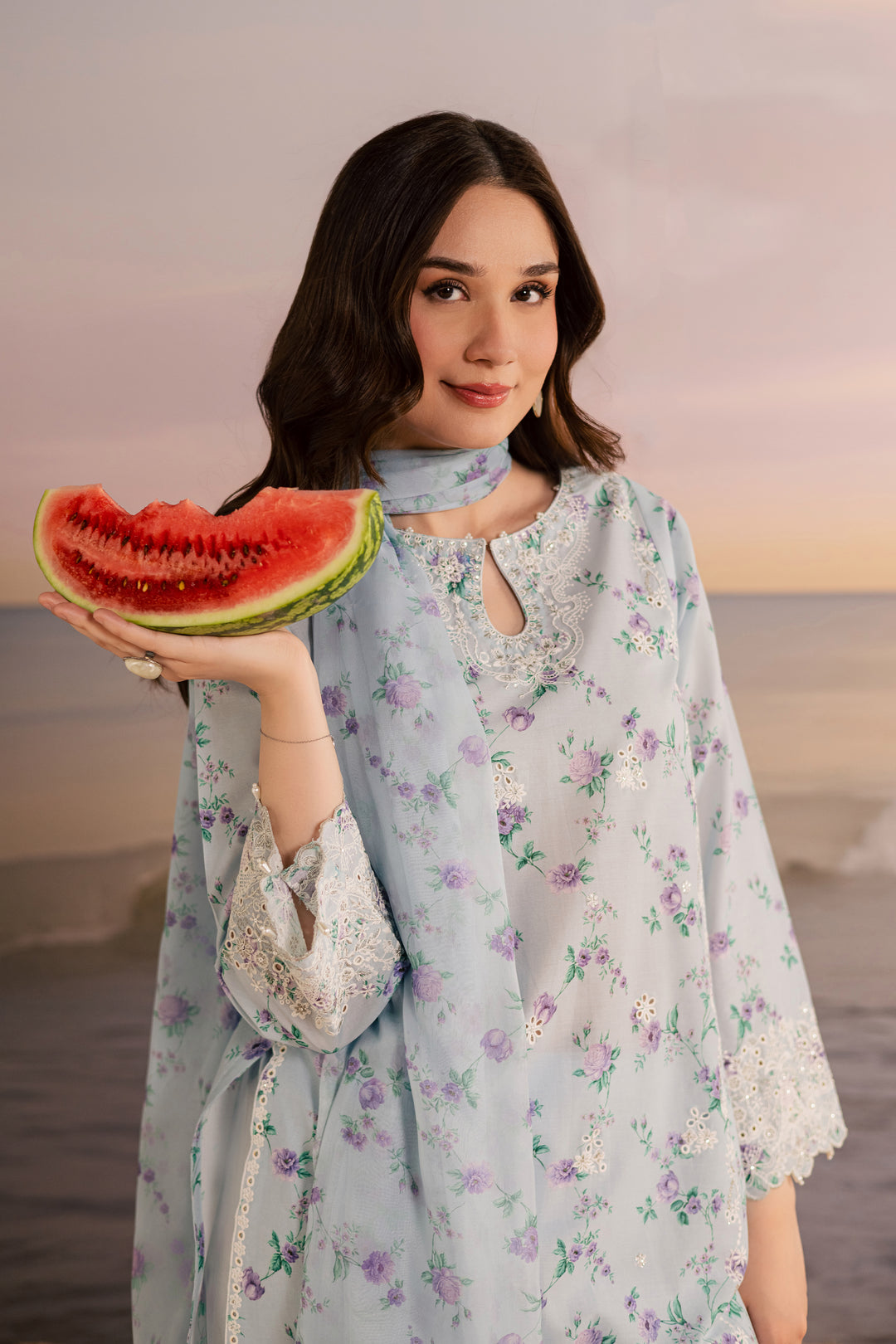 Blue Raima 3Pc - Printed Lawn Dress