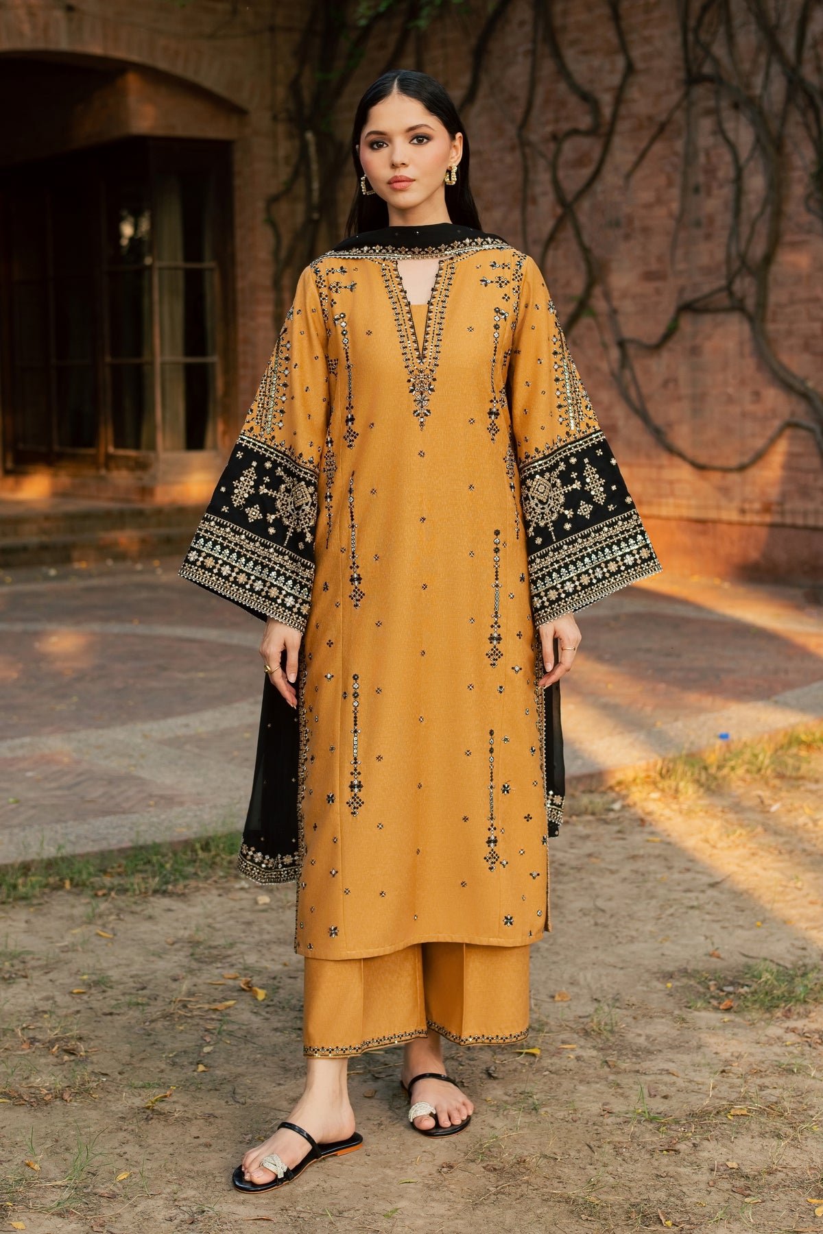 Arzina 3Pc - Embroidered Karandi Pret
