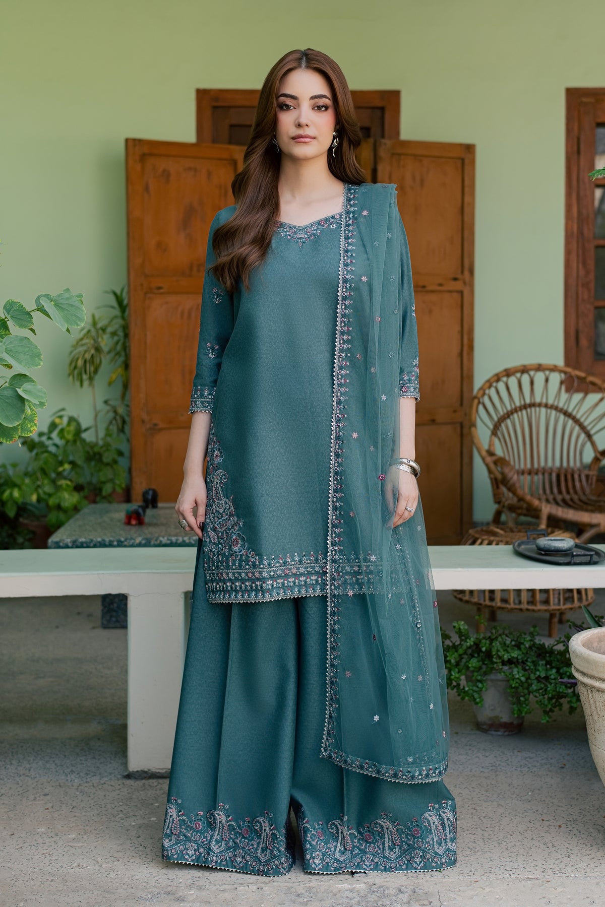 Neelara 3Pc - Embroidered Karandi Pret