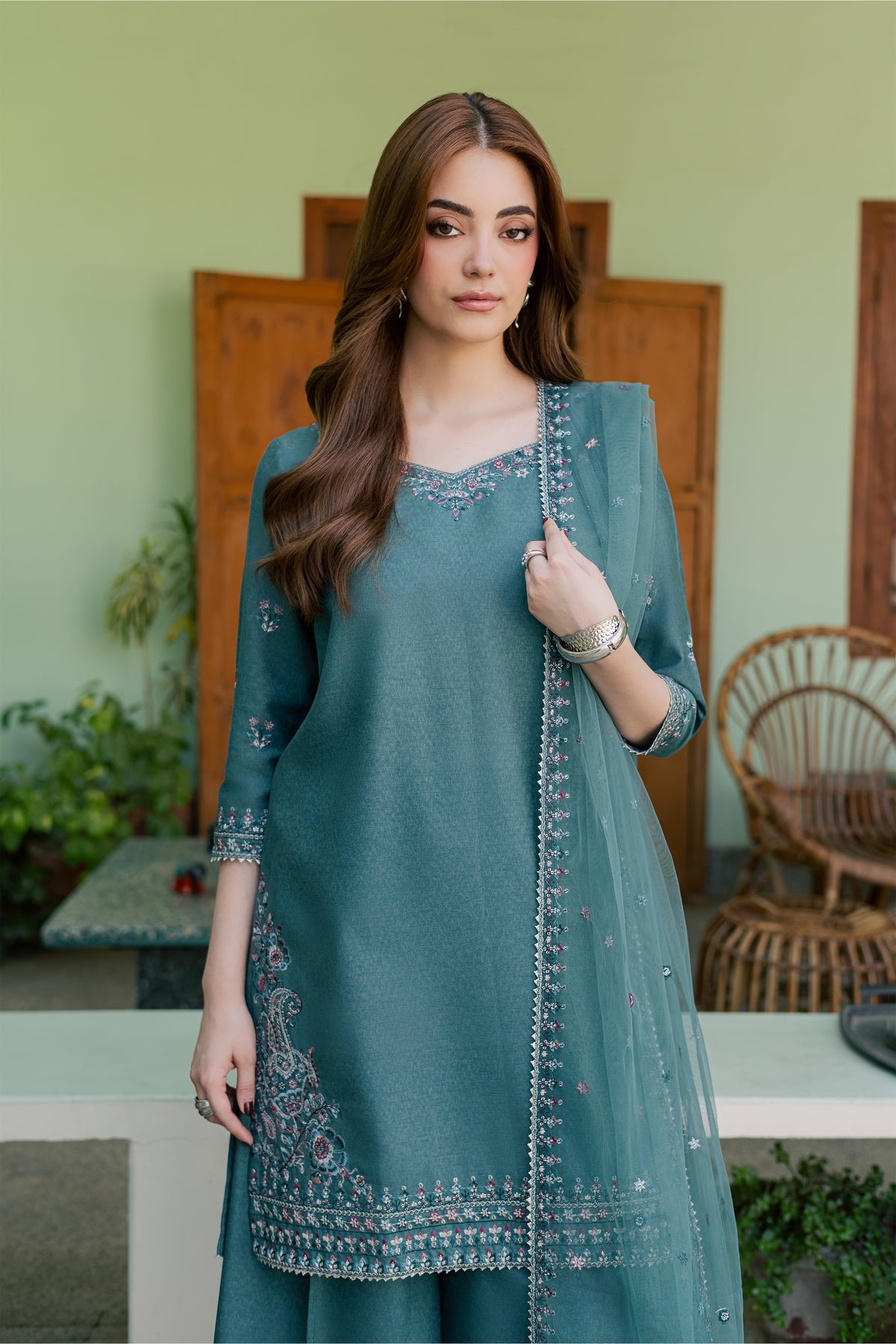 Neelara 3Pc - Embroidered Karandi Pret