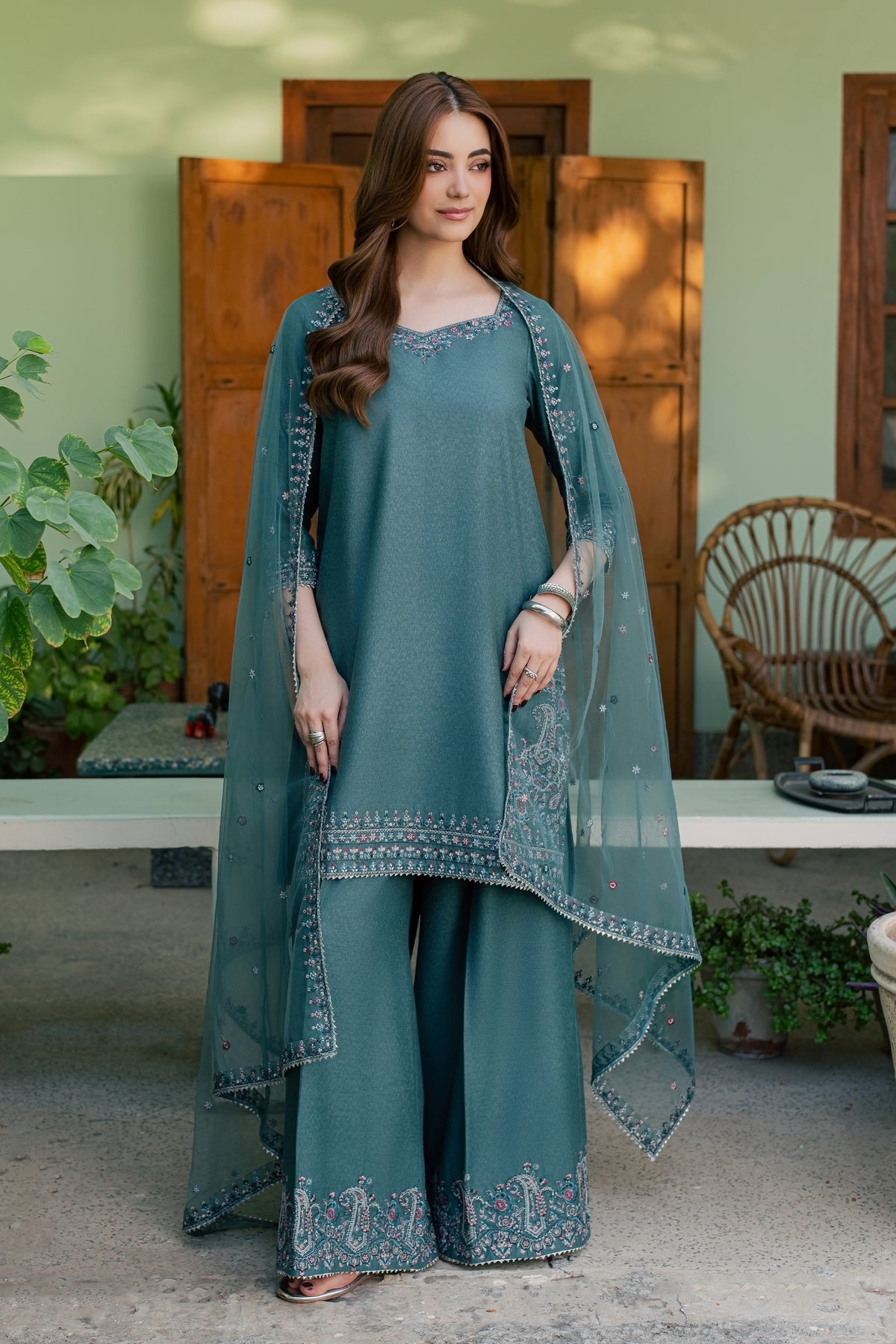 Neelara 3Pc - Embroidered Karandi Pret