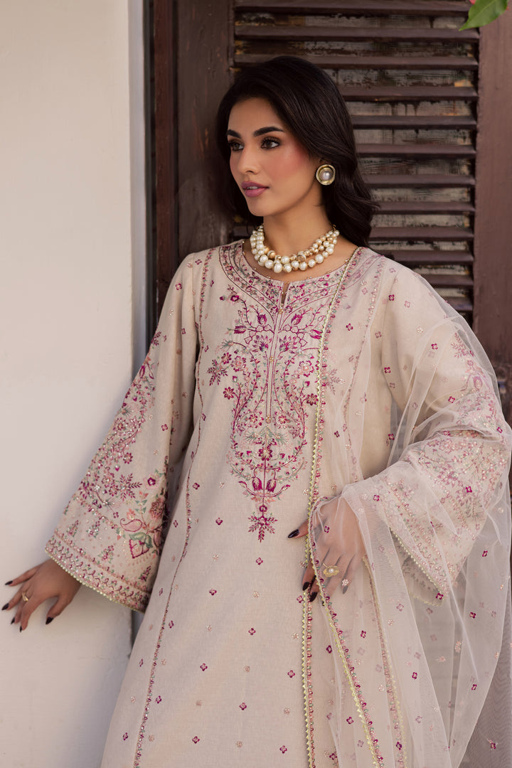 Fleur 3Pc - Embroidered Khaddar Dress