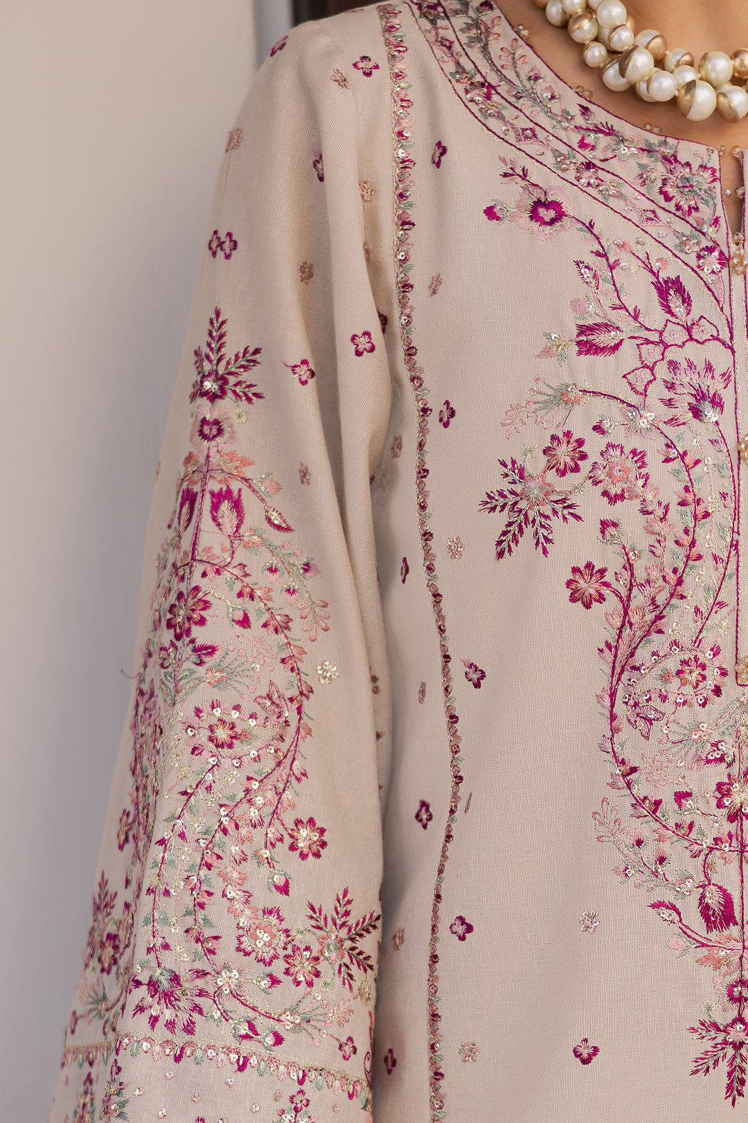 Fleur 3Pc - Embroidered Khaddar Dress