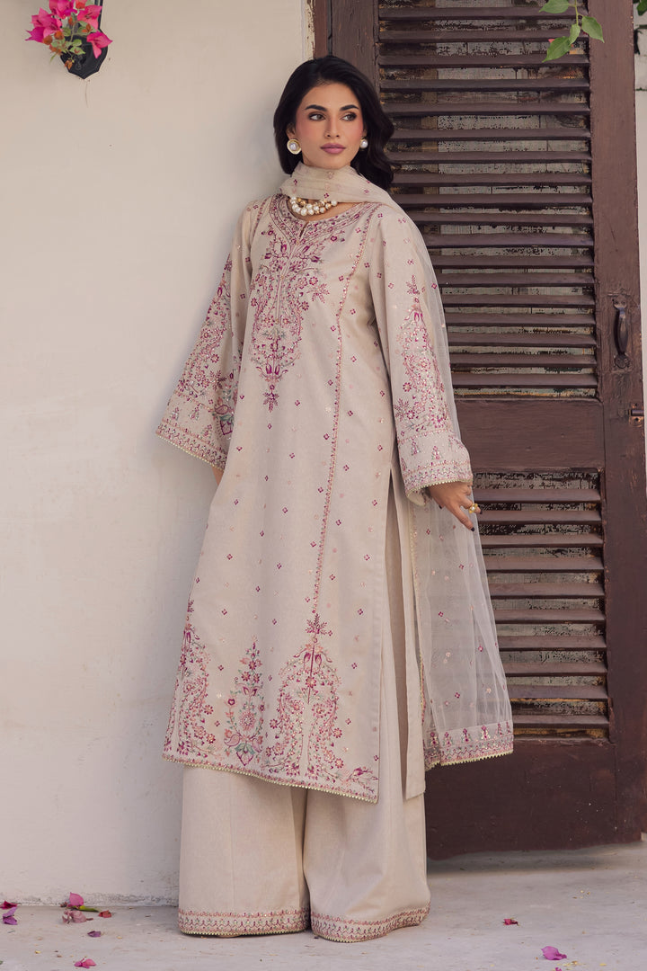Fleur 3Pc - Embroidered Khaddar Dress