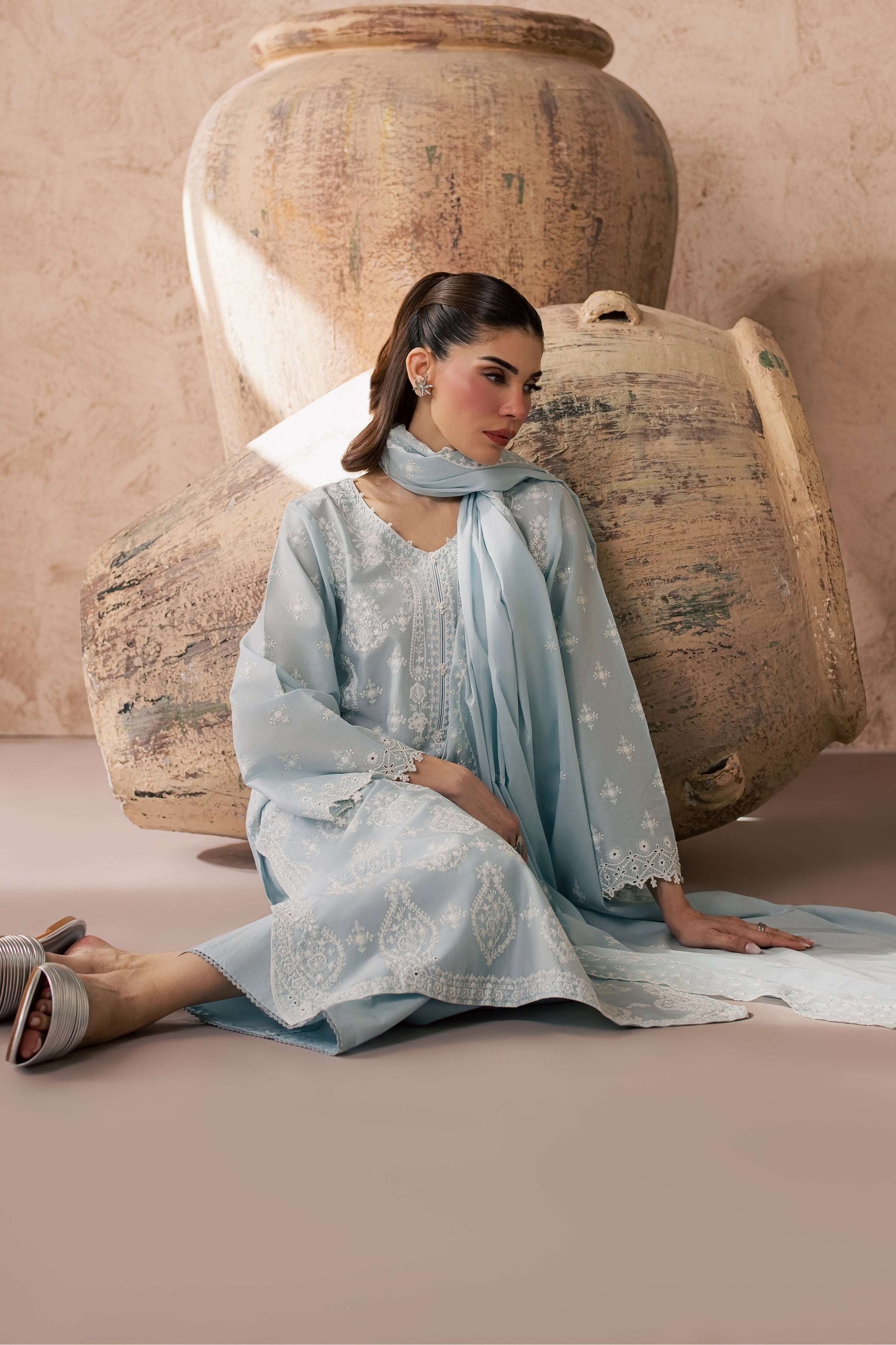 Leon 3Pc - Embroidered Lawn Dress