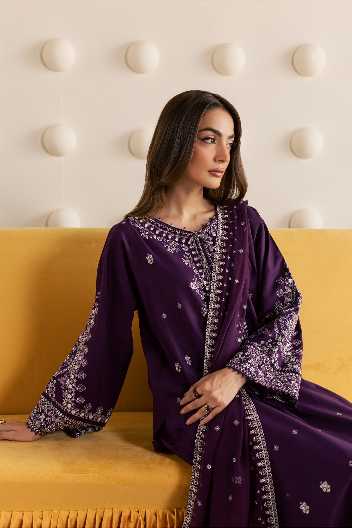 Naushi 3Pc - Embroidered Cambric Pret