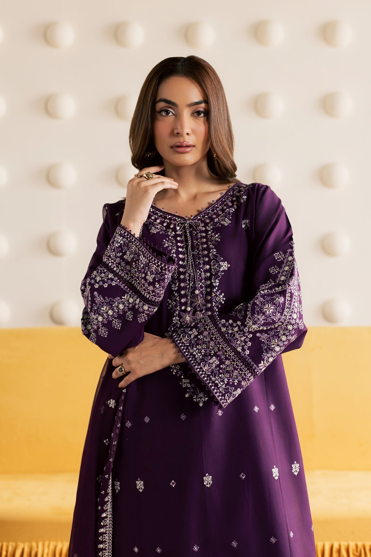 Naushi 3Pc - Embroidered Cambric Pret