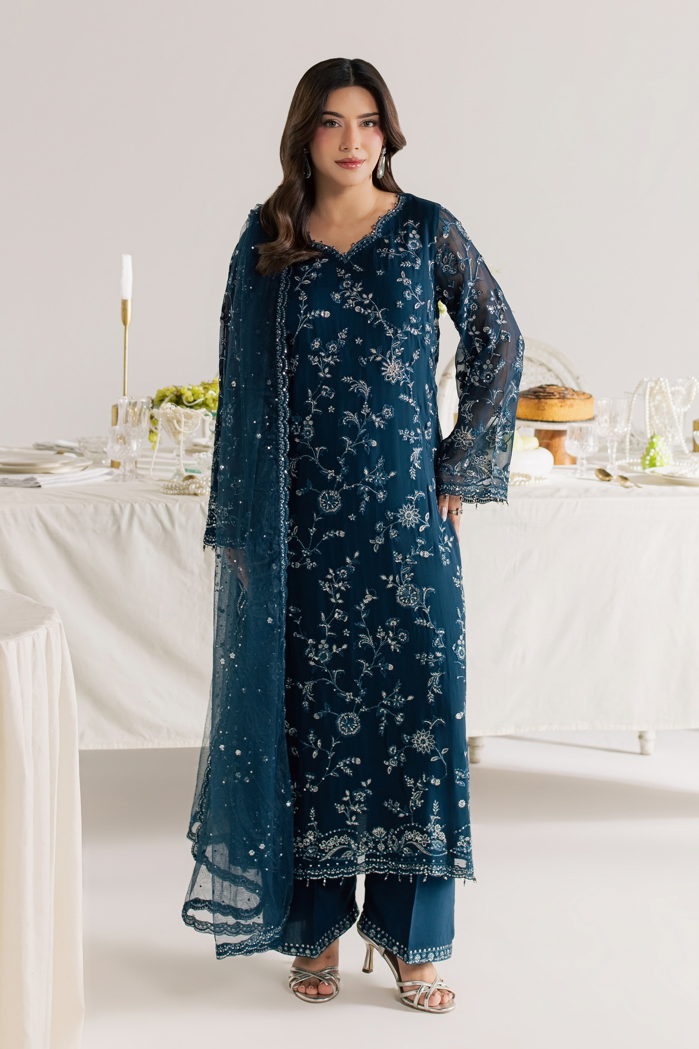 Teal Neesha 3Pc - Festive Luxe Pret