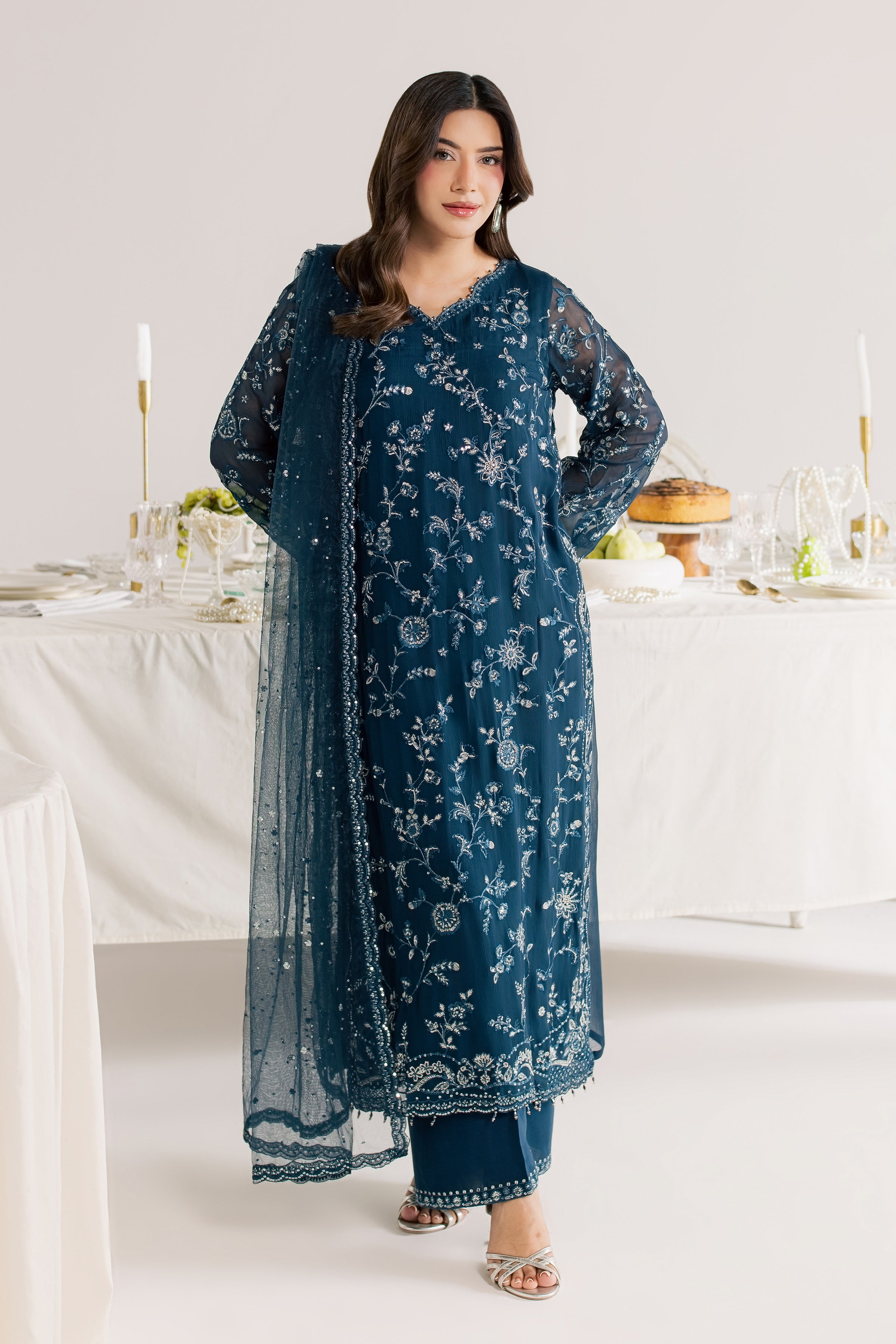 Teal Neesha 3Pc - Festive Luxe Pret