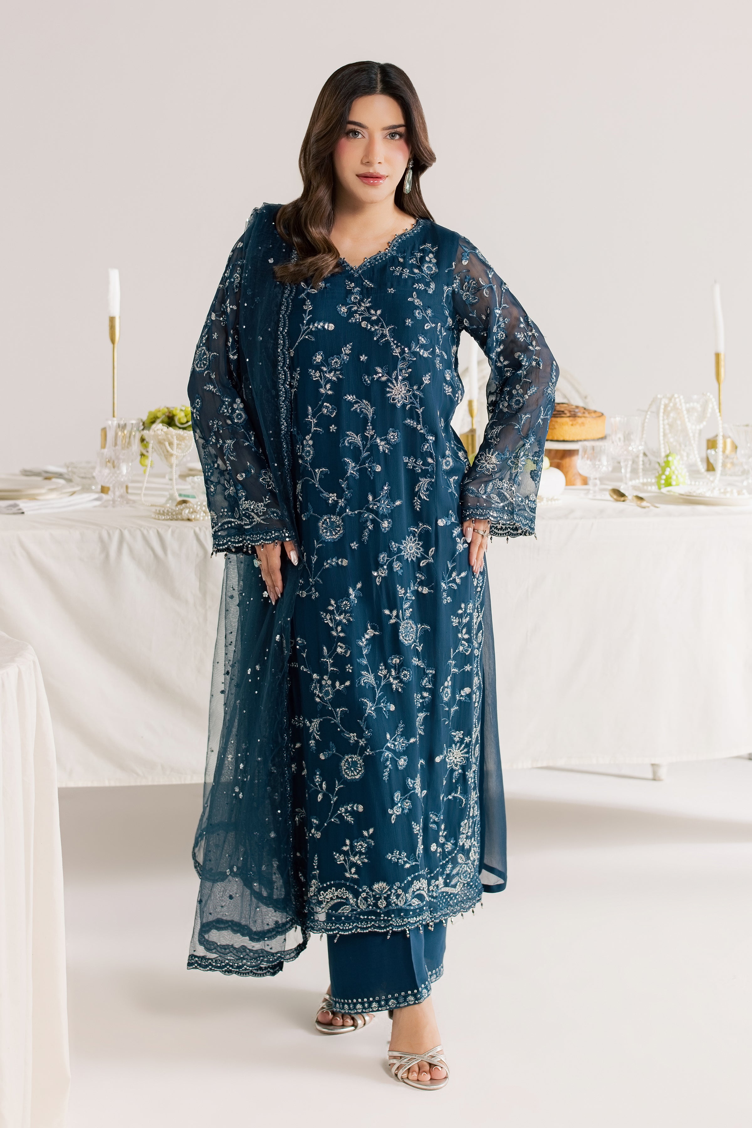 Teal Neesha 3Pc - Festive Luxe Pret