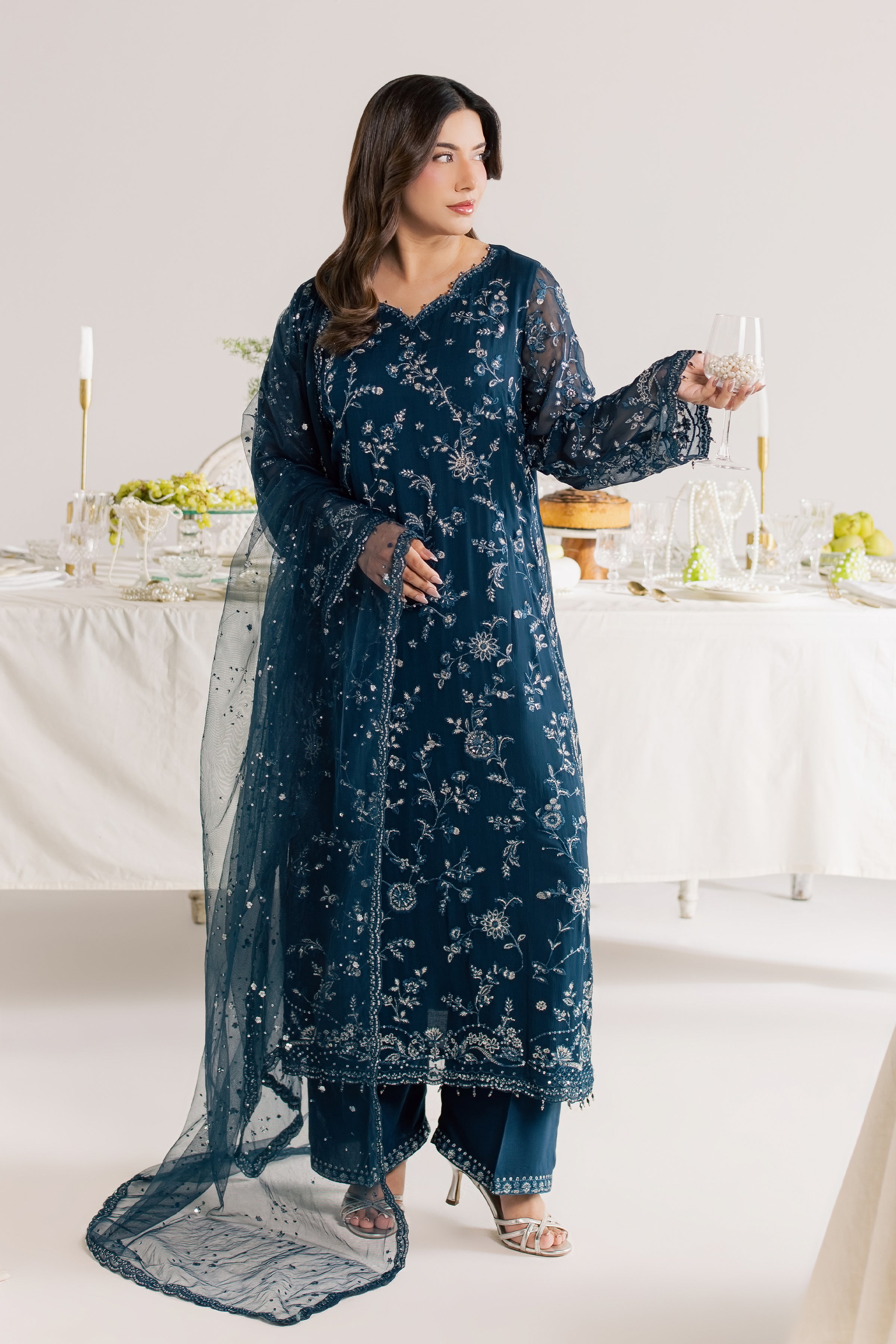 Teal Neesha 3Pc - Festive Luxe Pret