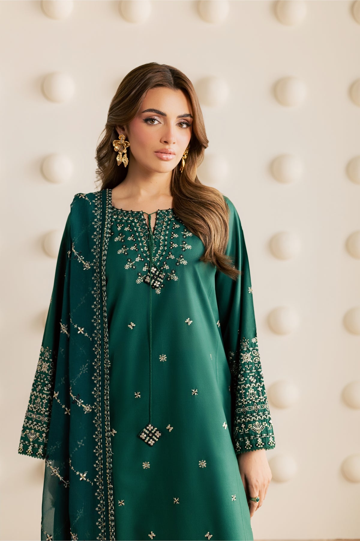 Green Mina 3Pc - Embroidered Cambric Pret