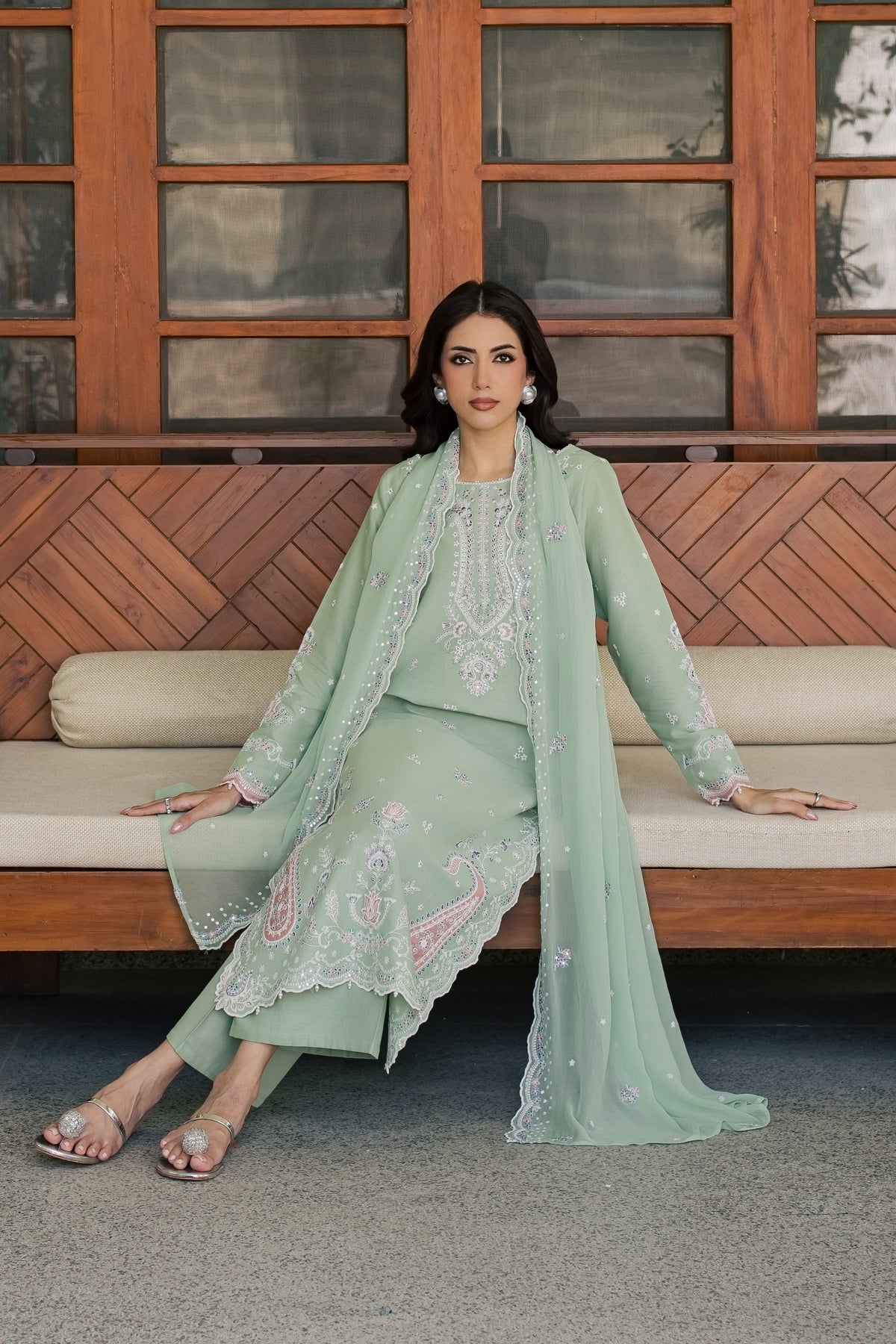 Mint Maahru 3Pc - Embroidered Khaddar Pret
