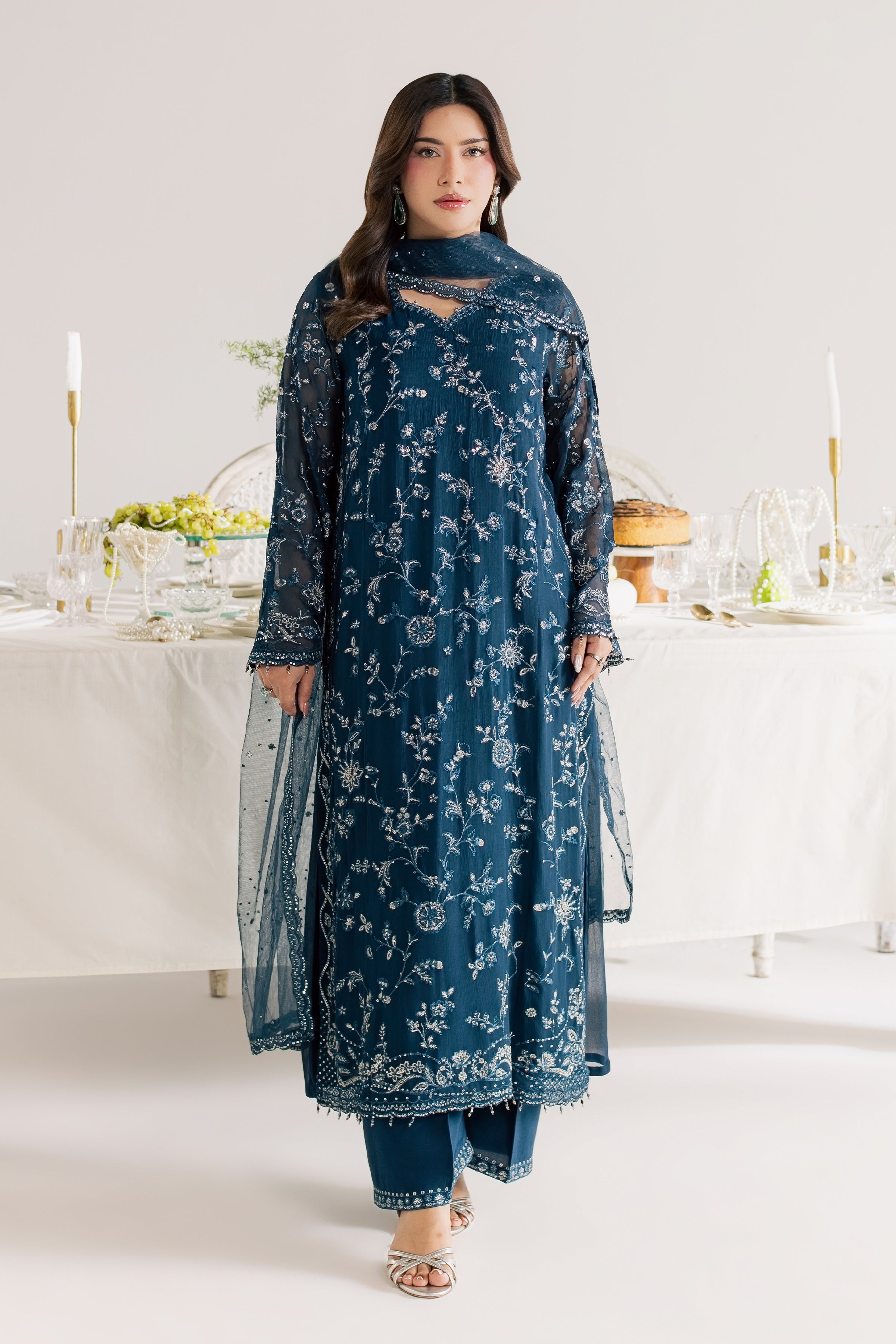 Teal Neesha 3Pc - Festive Luxe Pret