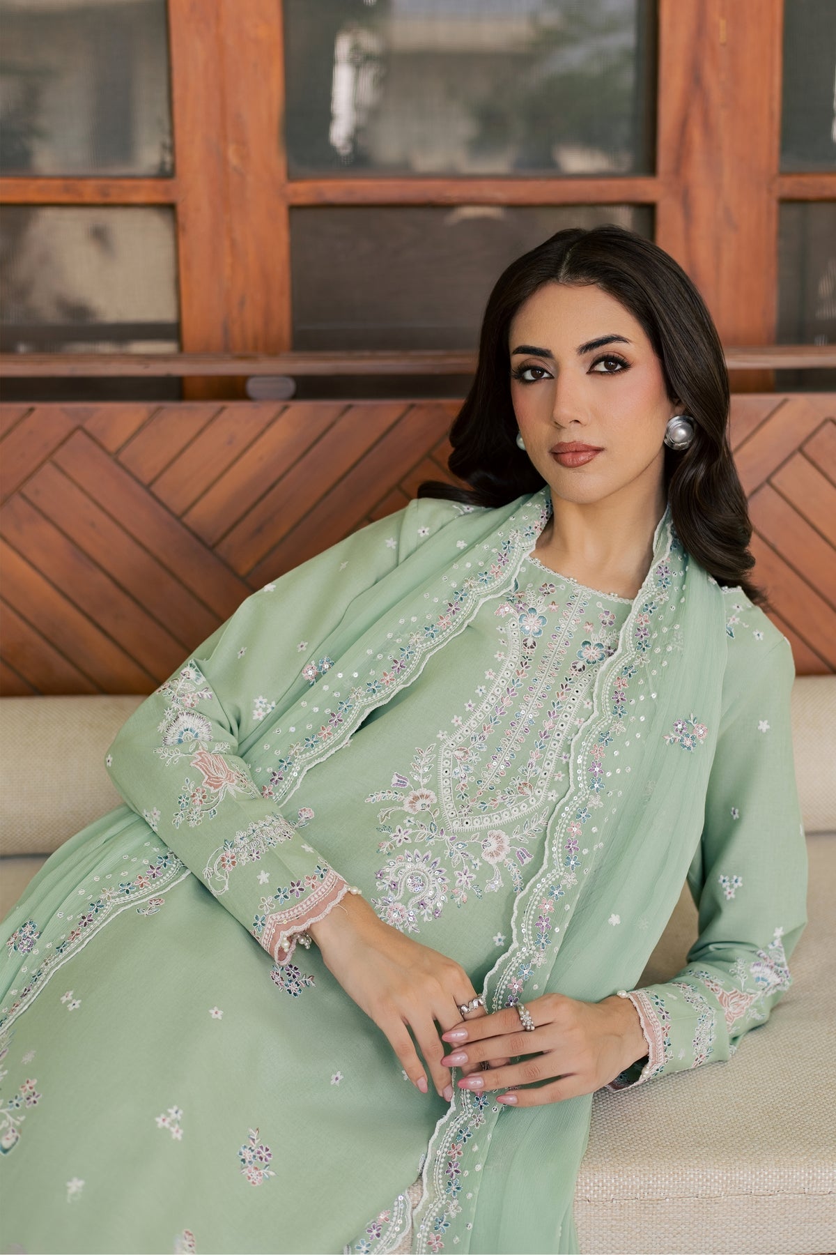 Mint Maahru 3Pc - Embroidered Khaddar Pret