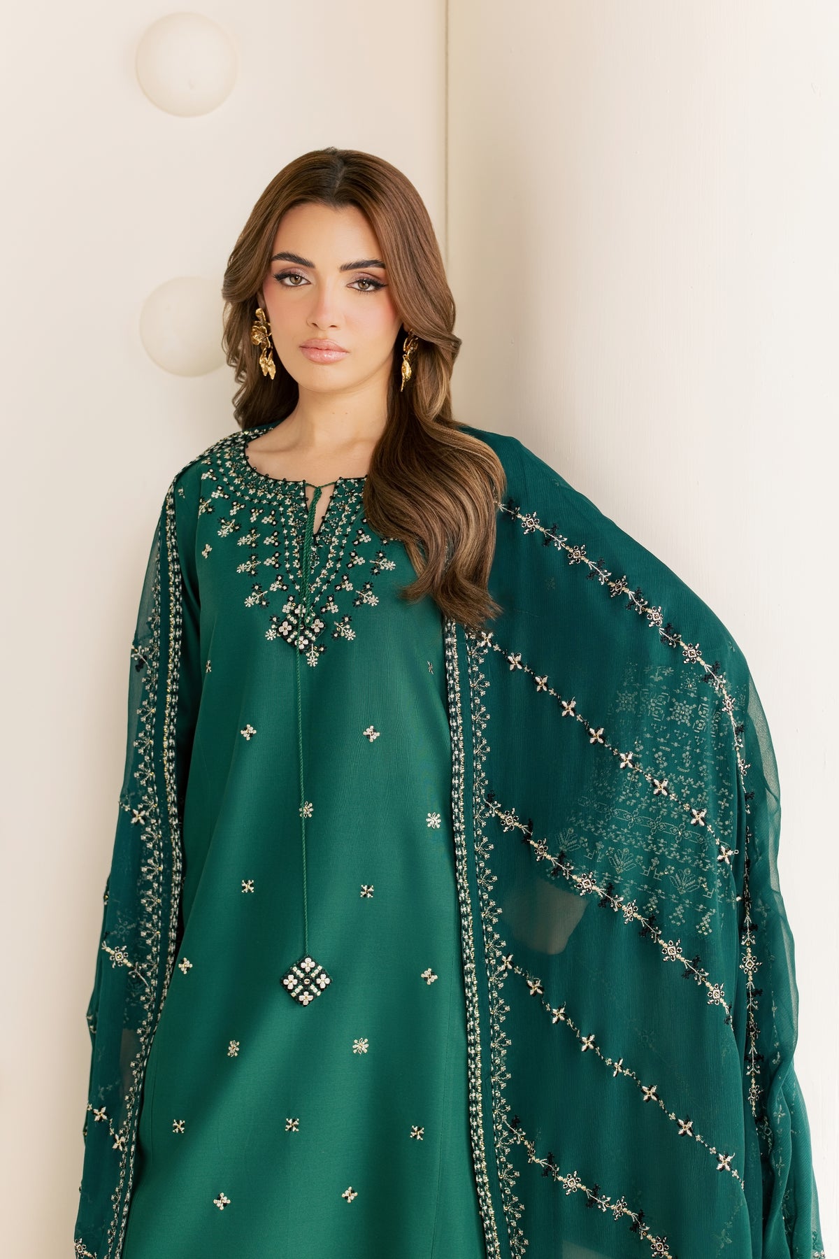 Green Mina 3Pc - Embroidered Cambric Pret
