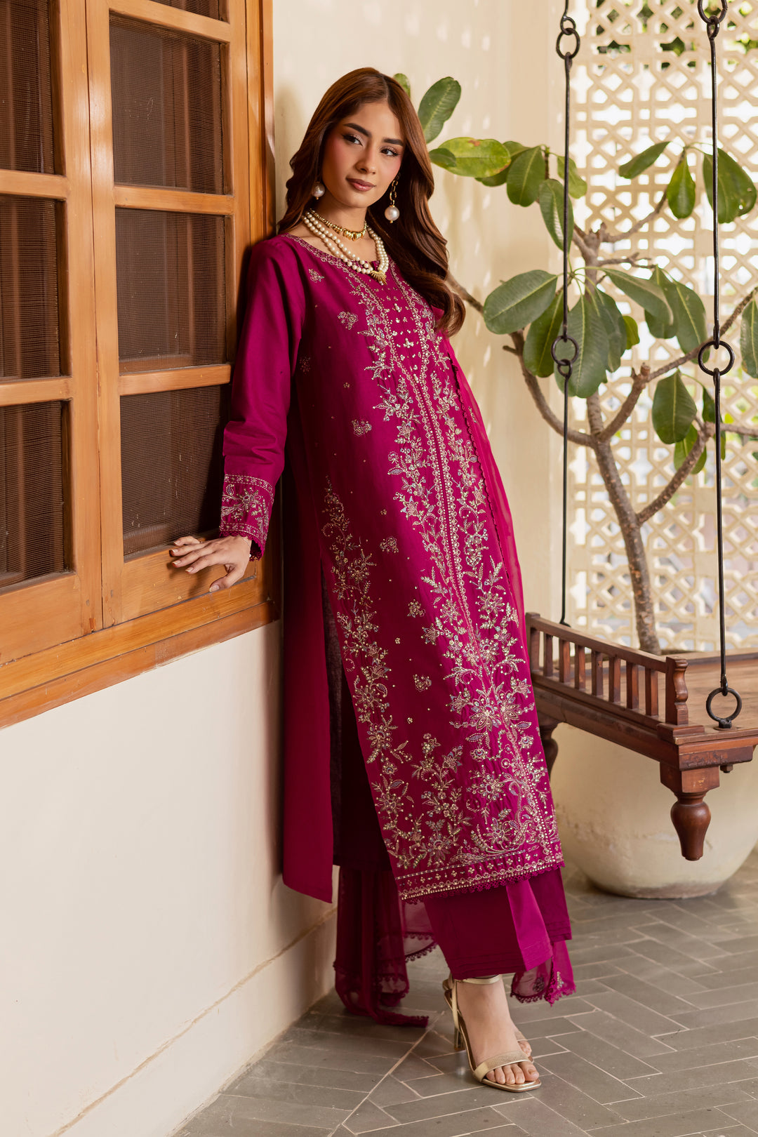Ainsley 3Pc - Embroidered Khaddar Dress