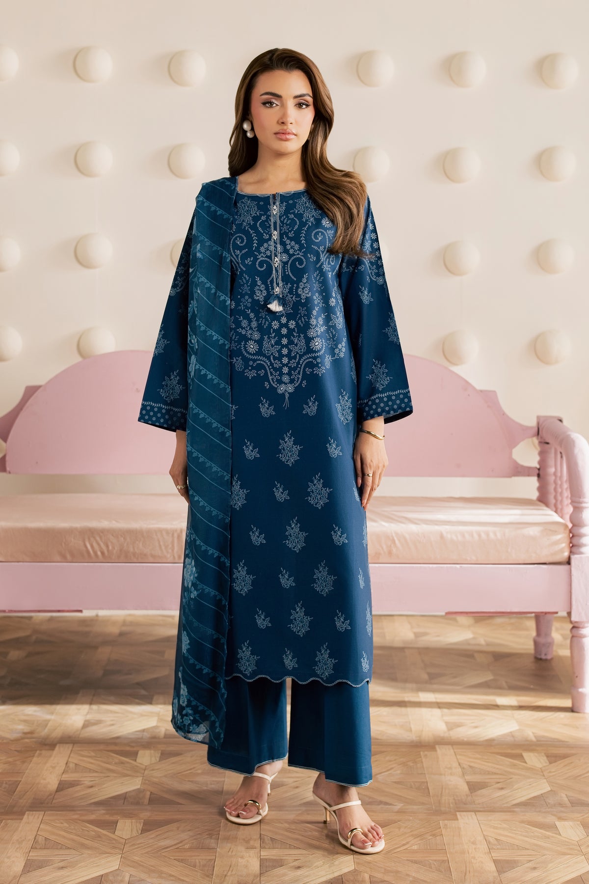 Blue Day 3Pc - Embroidered Cambric Pret
