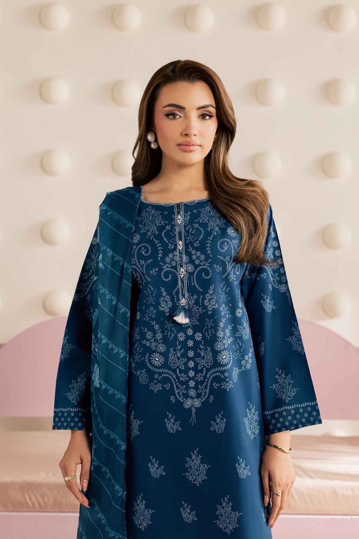Blue Day 3Pc - Embroidered Cambric Pret