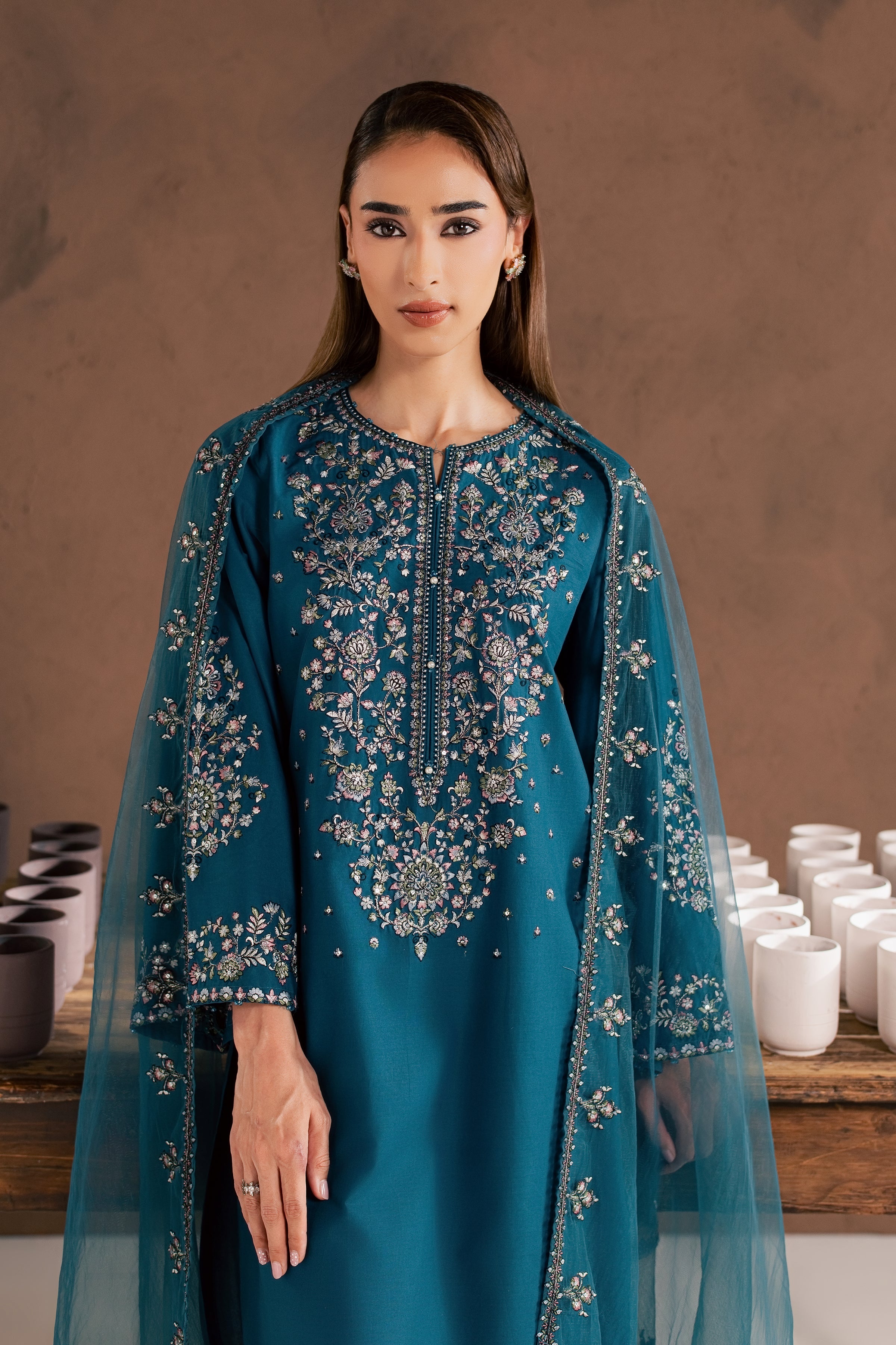 Viya 3Pc - Embroidered Cambric Pret