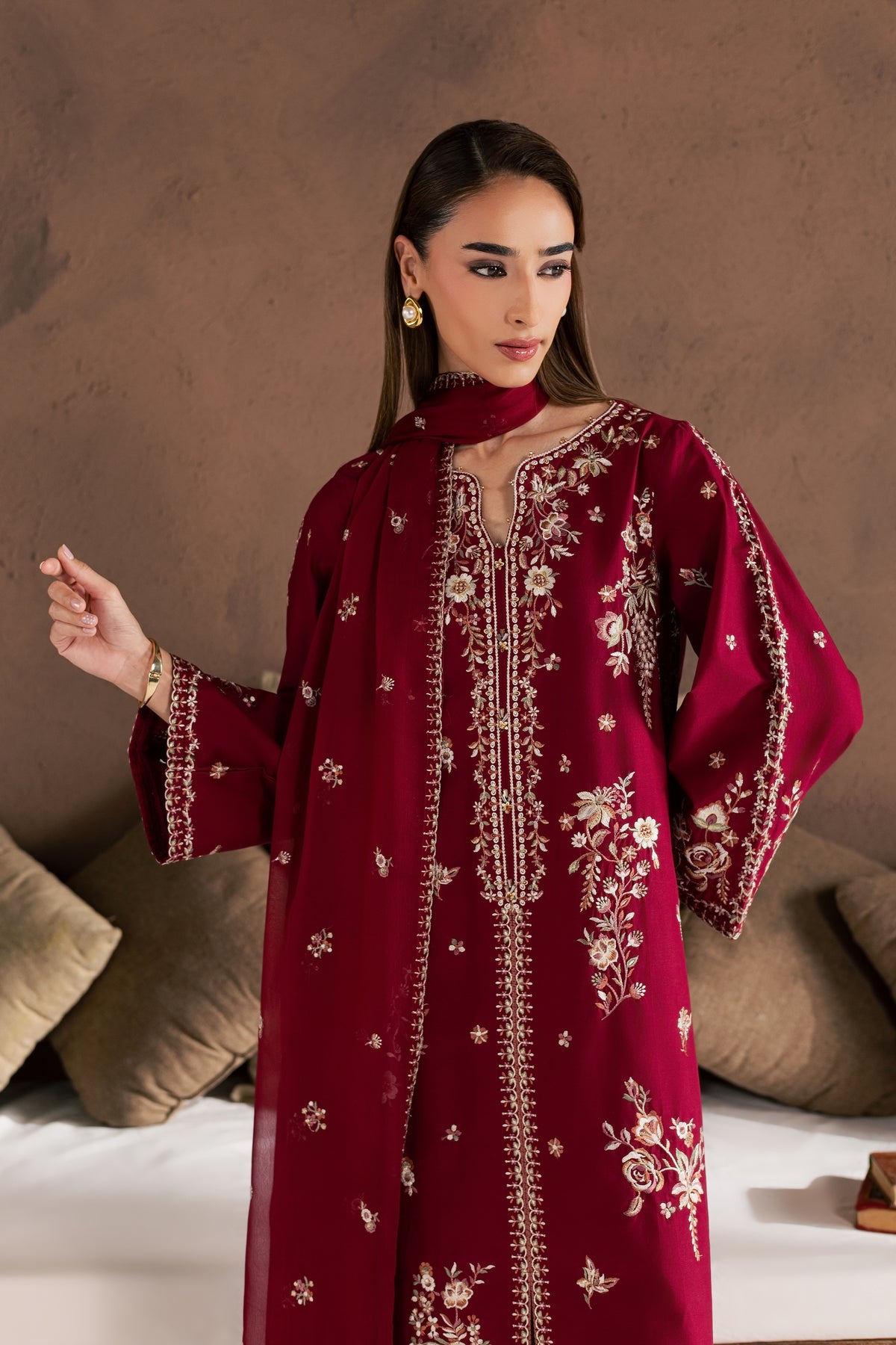 Zarshak 3Pc - Embroidered Cambric Pret