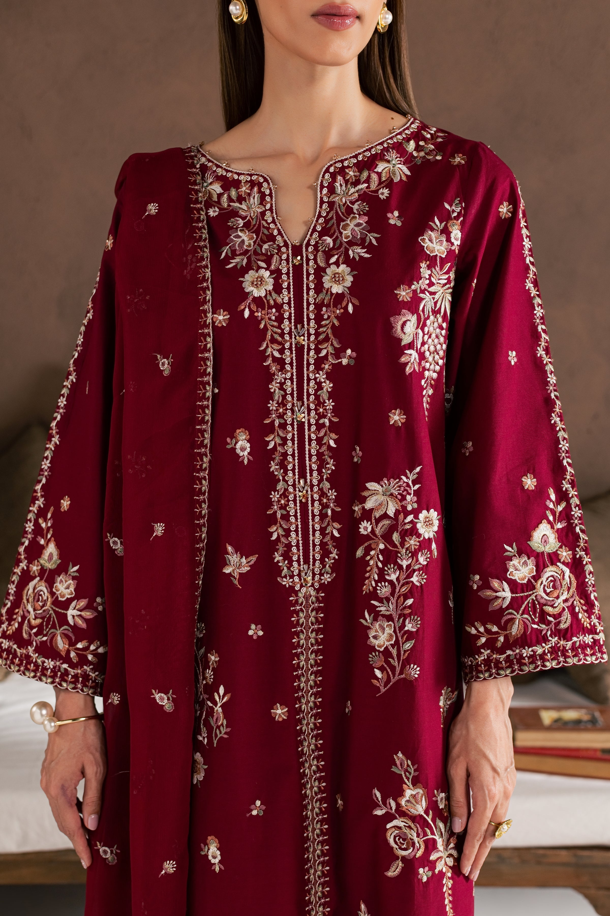 Zarshak 3Pc - Embroidered Cambric Pret