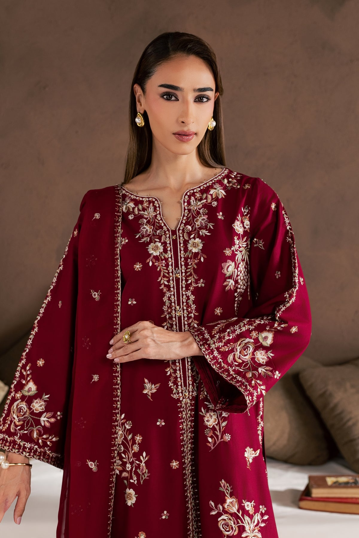 Zarshak 3Pc - Embroidered Cambric Pret