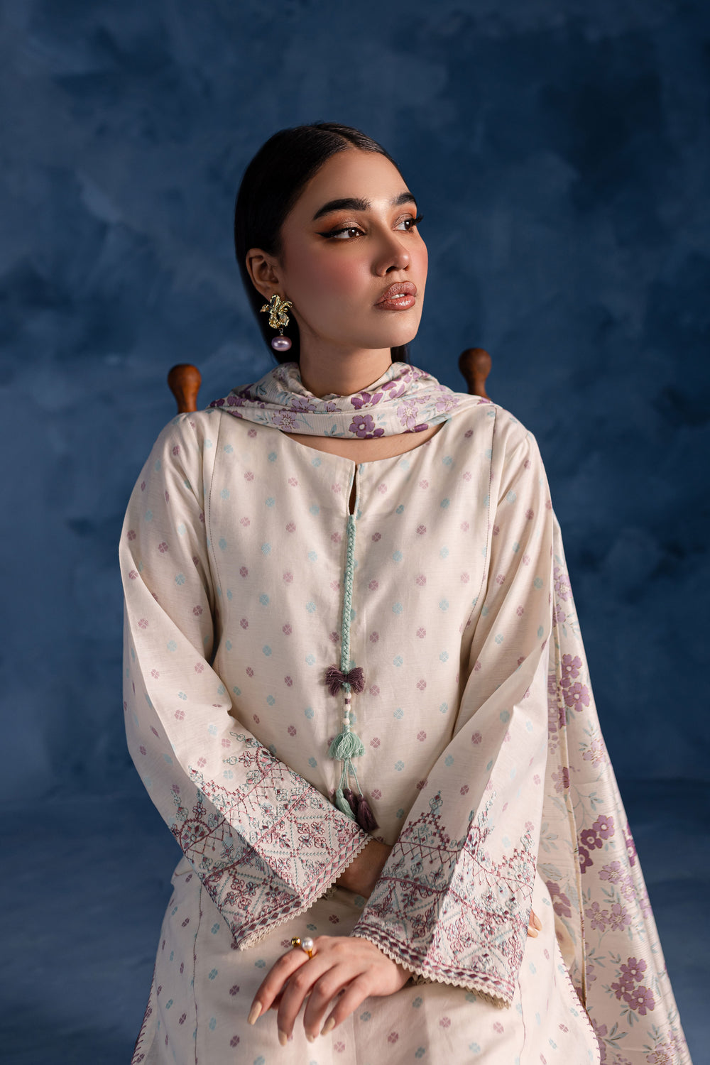 White Rose 3Pc - Embroidered Lawn Dress - BATIK