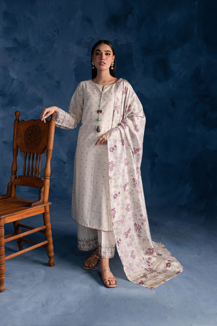 White Rose 3Pc - Embroidered Lawn Dress - BATIK