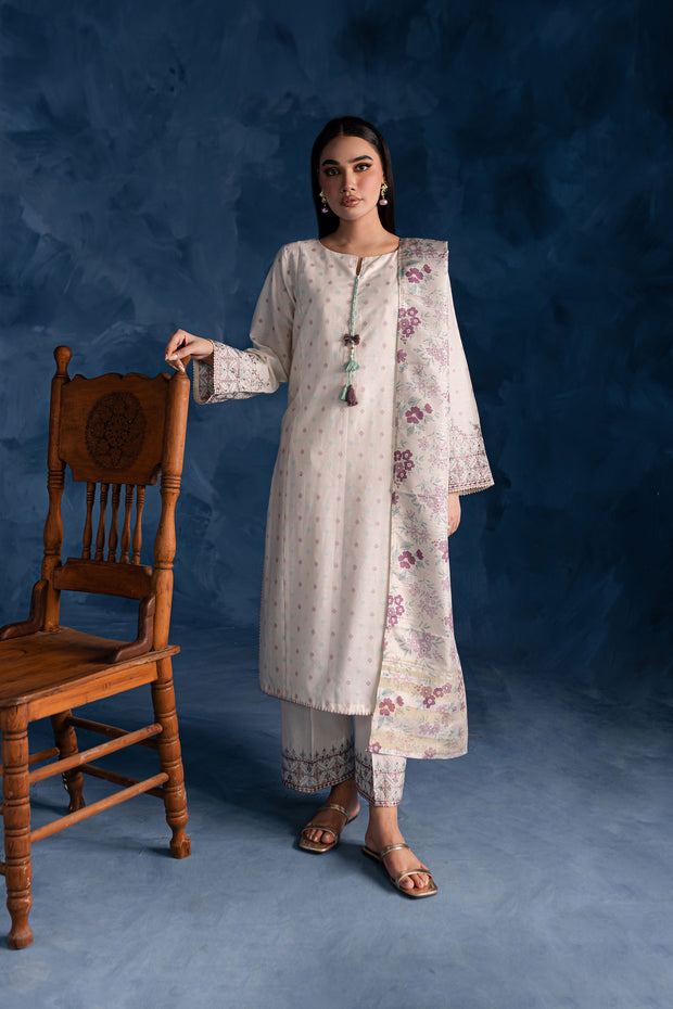 White Rose 3Pc - Embroidered Lawn Dress - BATIK