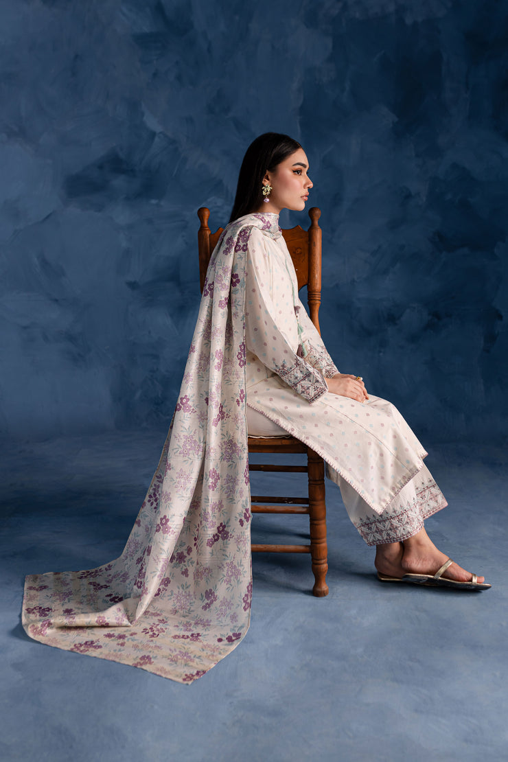 White Rose 3Pc - Embroidered Lawn Dress - BATIK