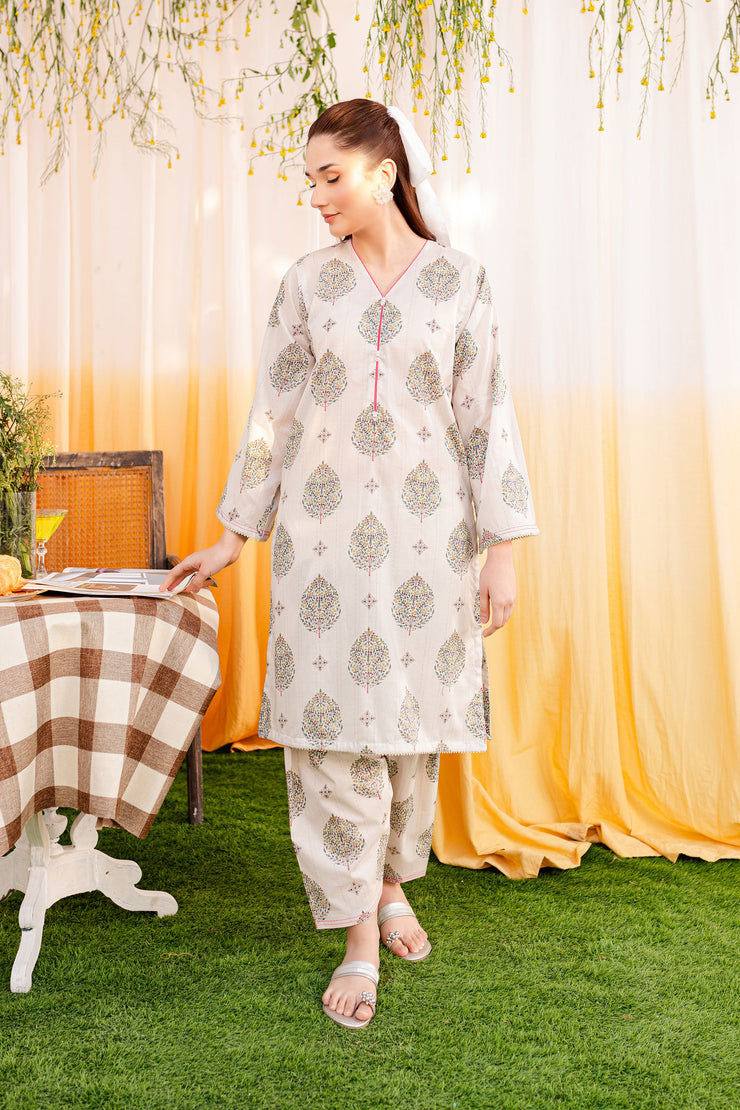 Yellow Bee 2Pc - Printed Lawn Dress - BATIK