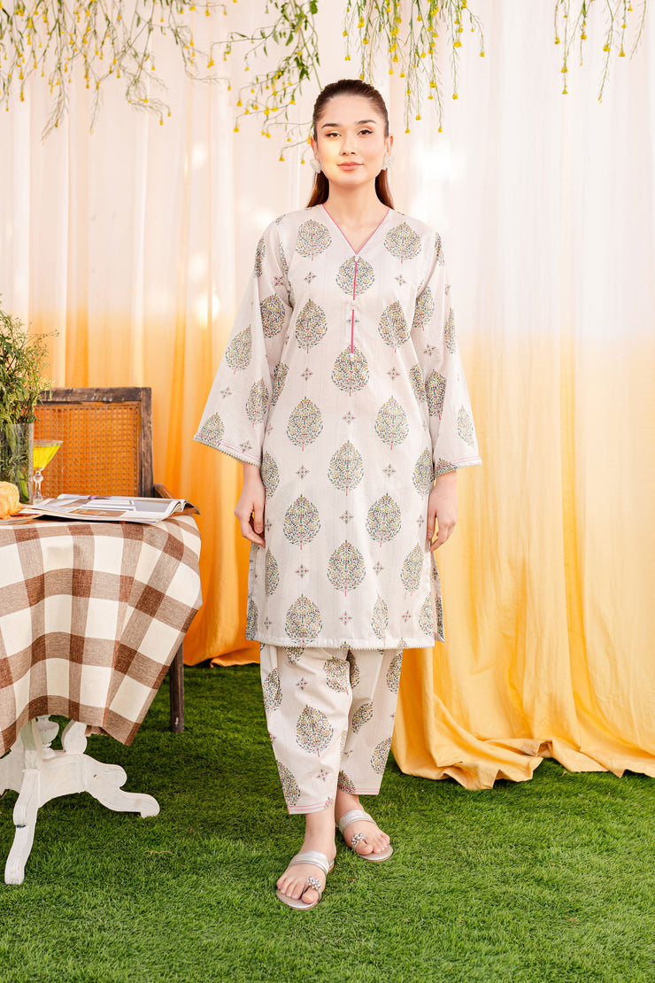 Yellow Bee 2Pc - Printed Lawn Dress - BATIK