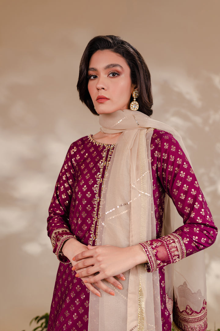 Magenta Gharara 3Pc - BATIK