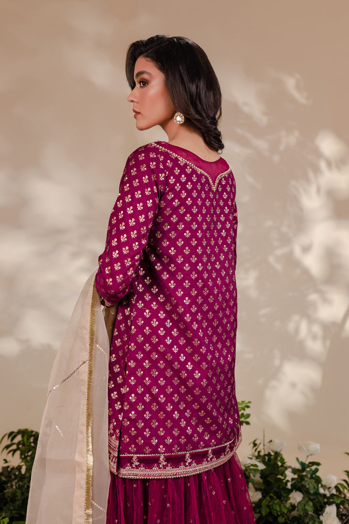 Magenta Gharara 3Pc - BATIK