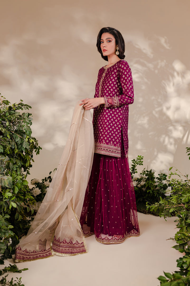 Magenta Gharara 3Pc - BATIK