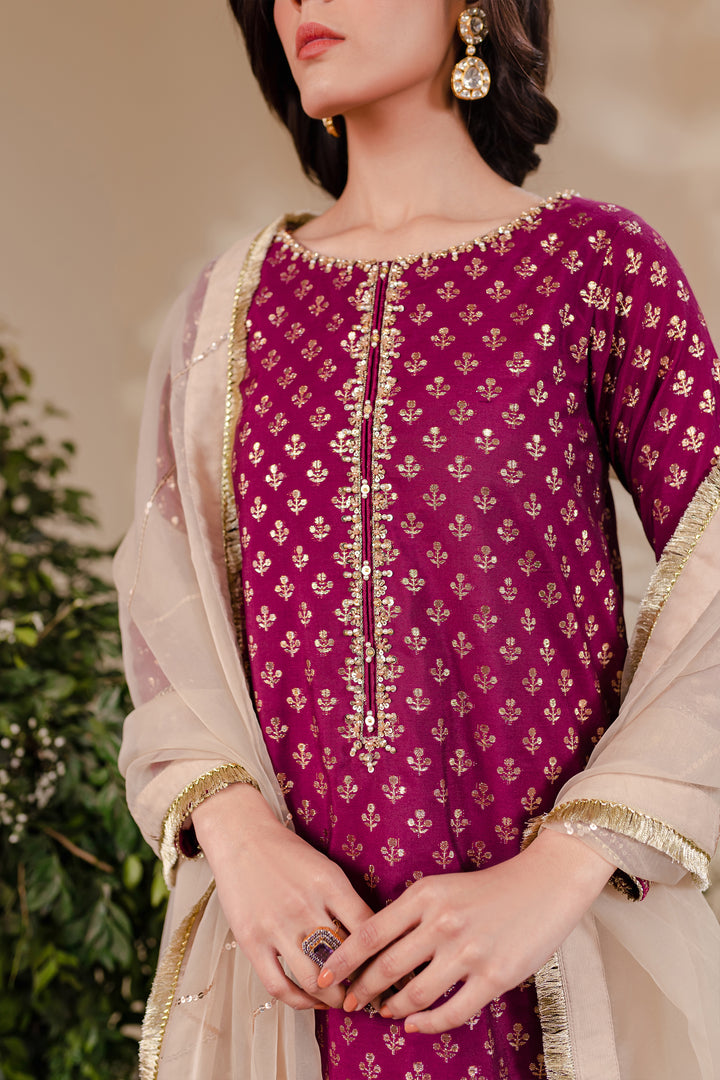 Magenta Gharara 3Pc - BATIK