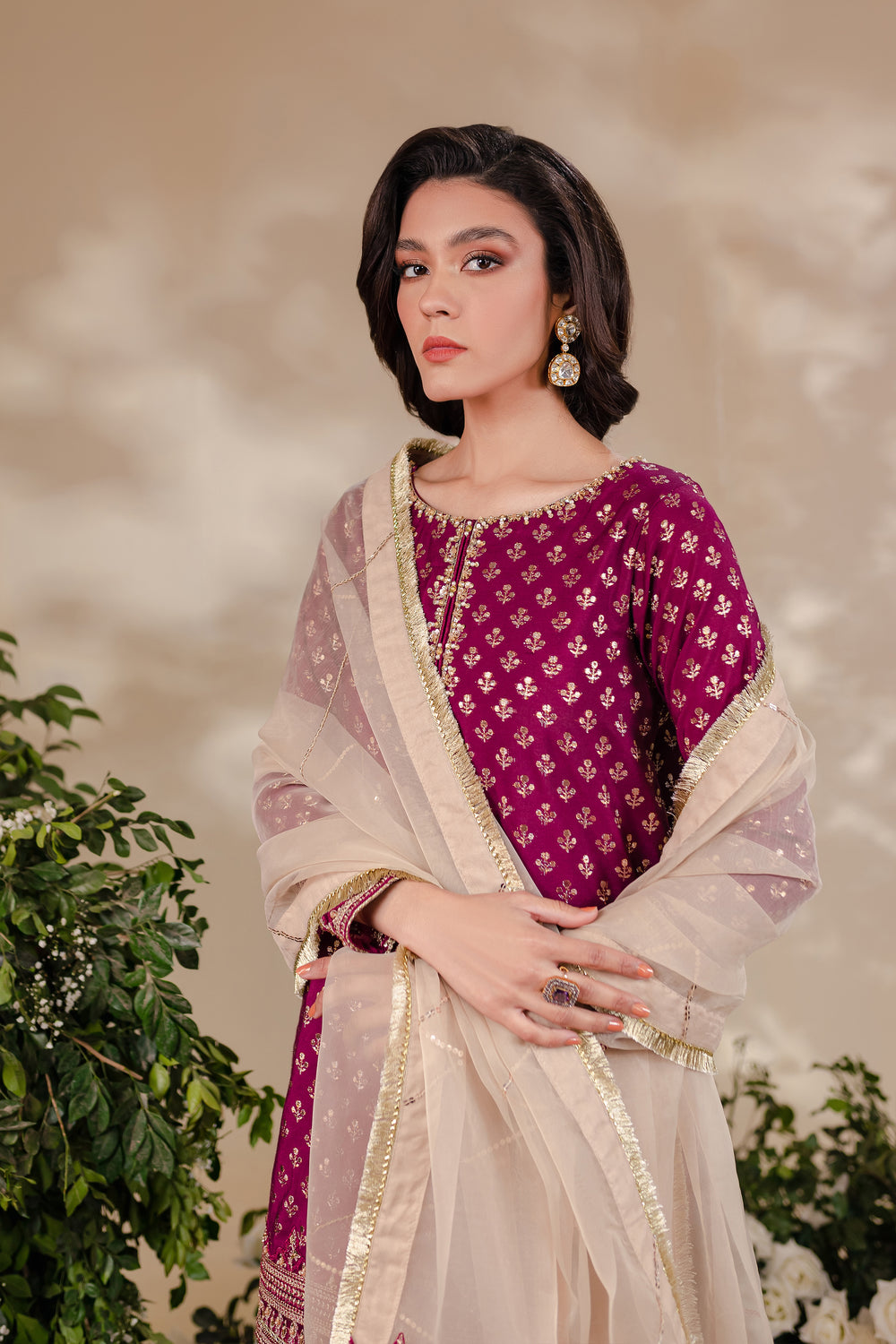 Magenta Gharara 3Pc - BATIK