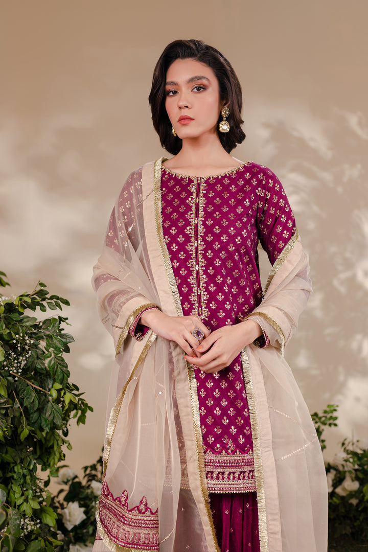 Magenta Gharara 3Pc - BATIK