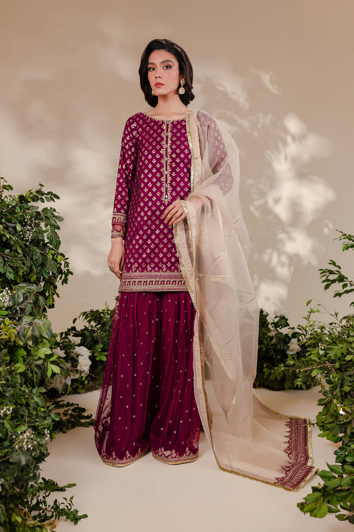 Magenta Gharara 3Pc - BATIK